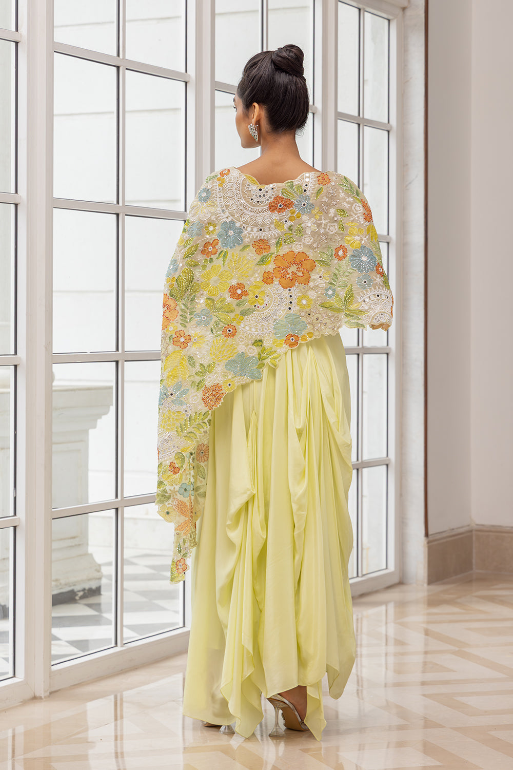 Soraya Embellished Lime Cape and Dress