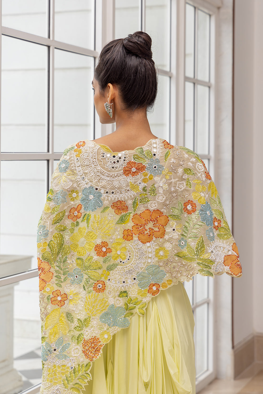 Soraya Embellished Lime Cape and Dress