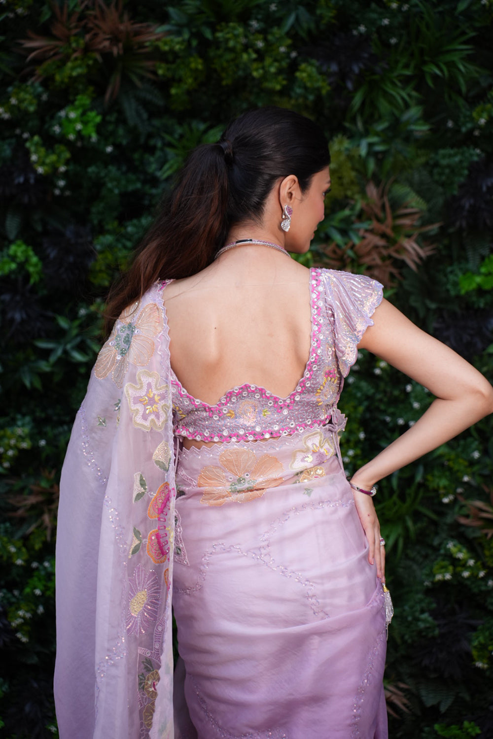 Lilac to Lavender Organza Saree with Blouse