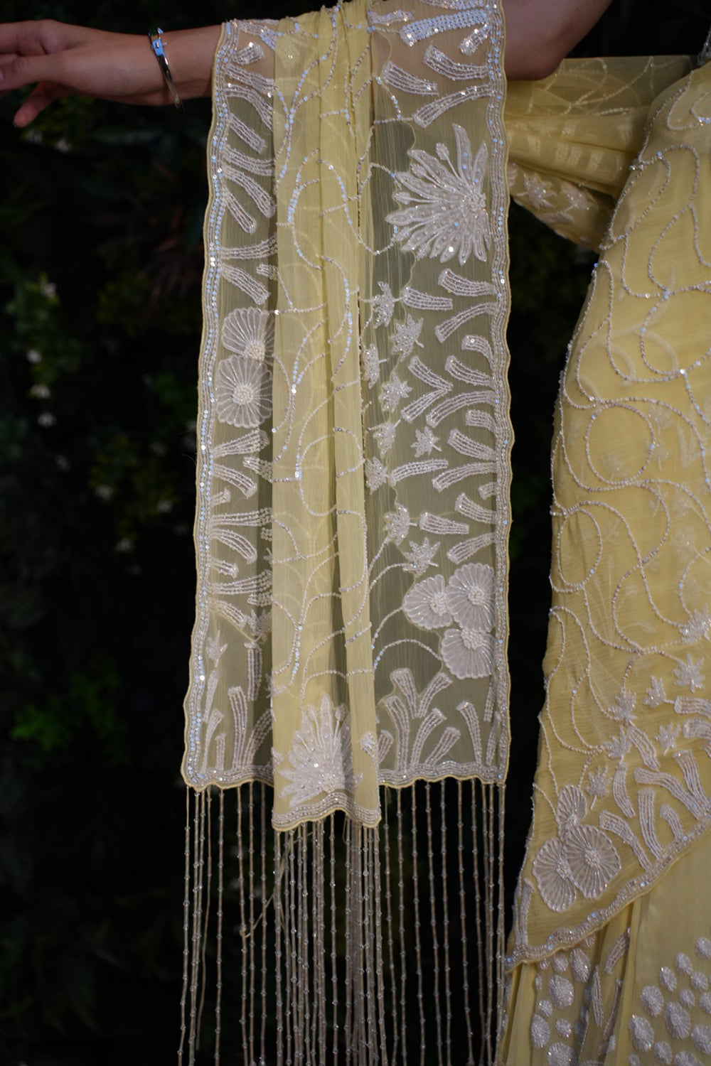 Summer Yellow Chiffon Saree with Blouse