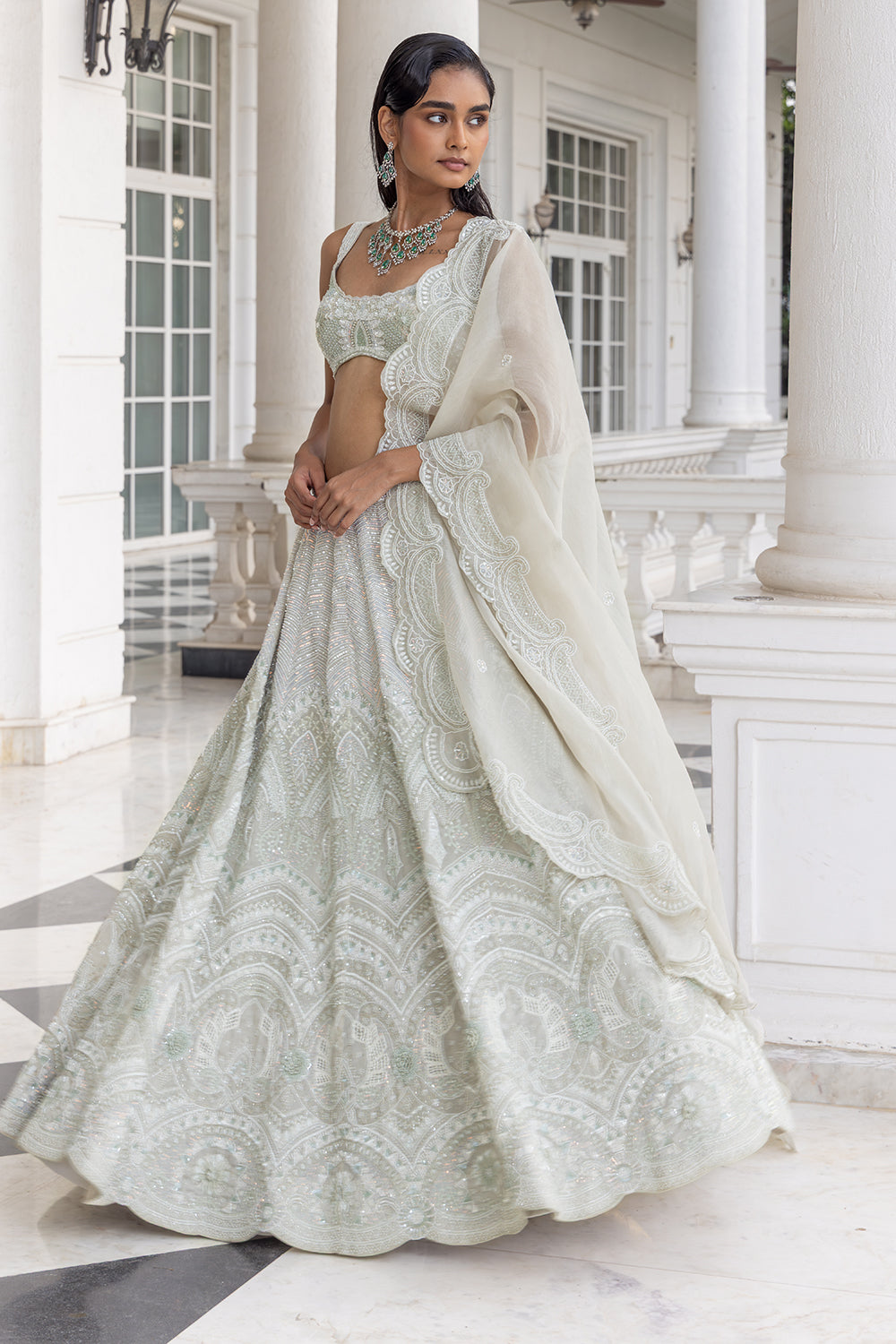 Averis All White Embroidered Lehenga Set