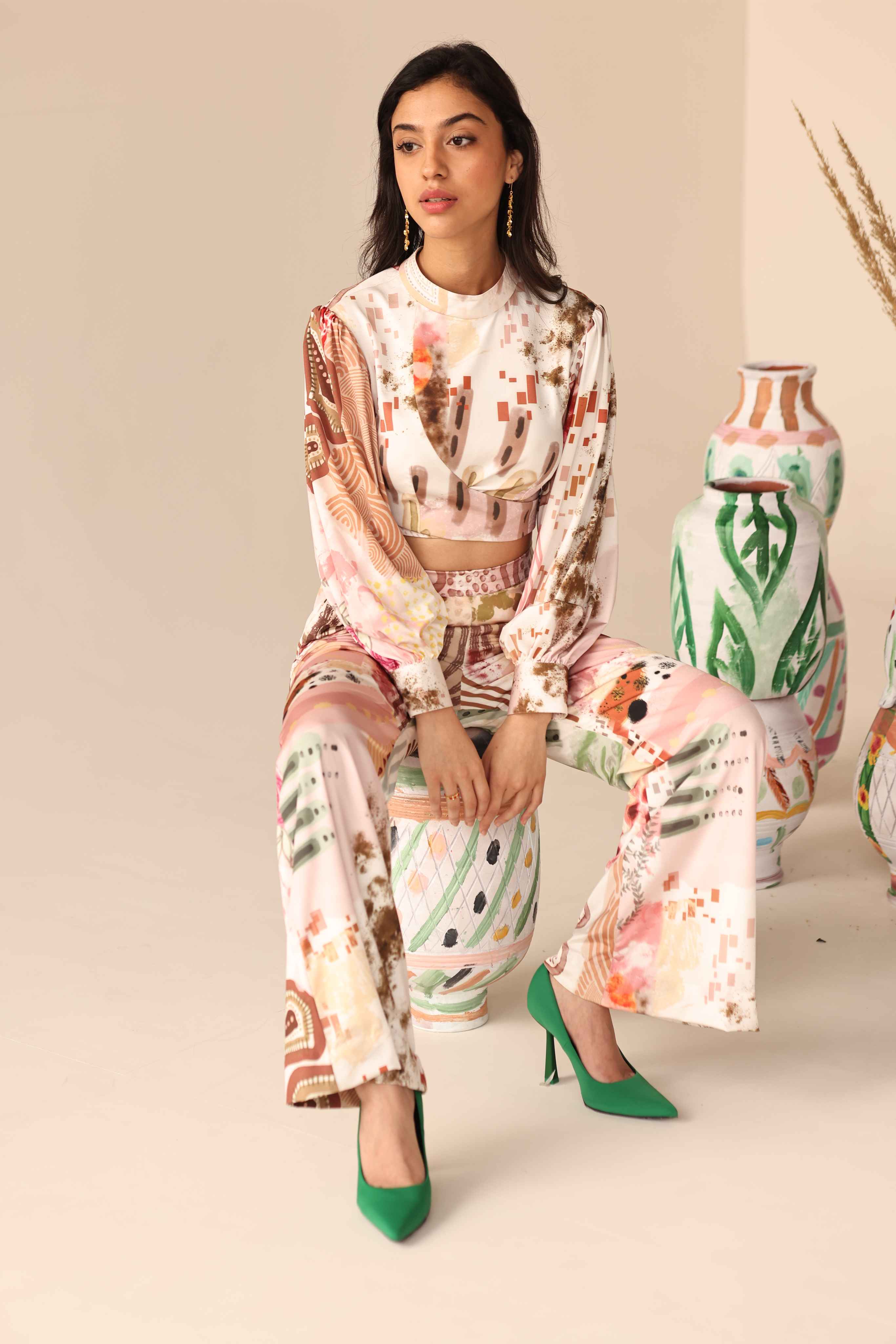 Palm Paradise Modal Satin Co-ord Set