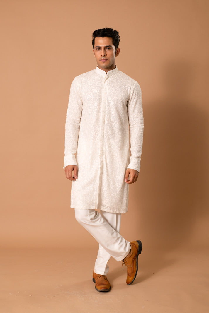 Ivory Thread Work Kurta