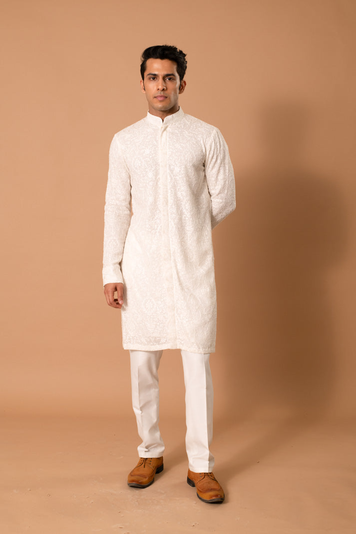 Ivory Thread Work Kurta