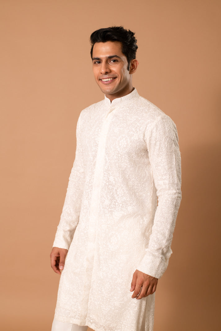 Ivory Thread Work Kurta