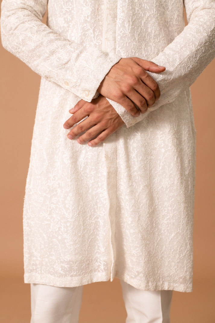 Ivory Thread Work Kurta