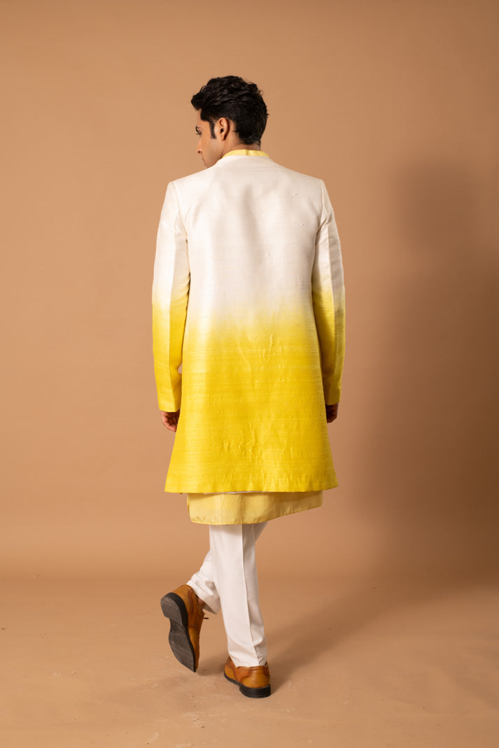 Ombre Yellow Achkan Set