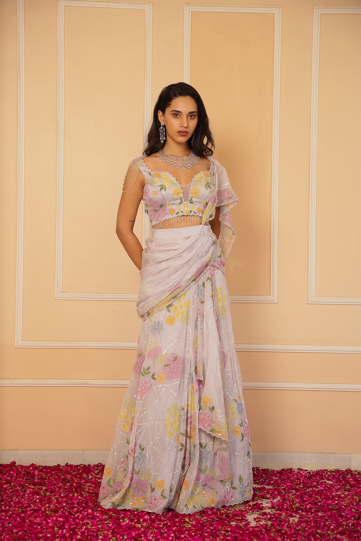 KIARA EMBROIDERED DRAPE SAREE