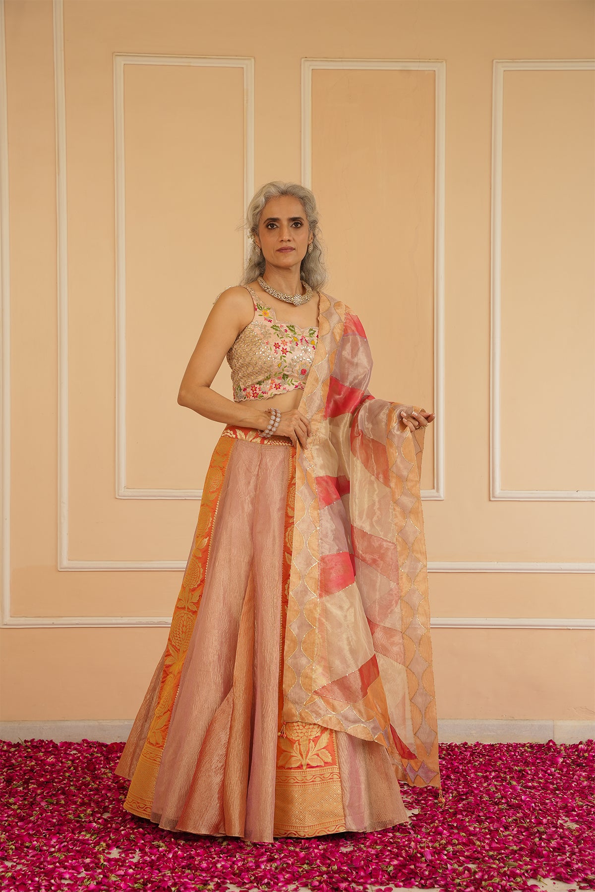 Maya Handpainted Tissue Lehenga