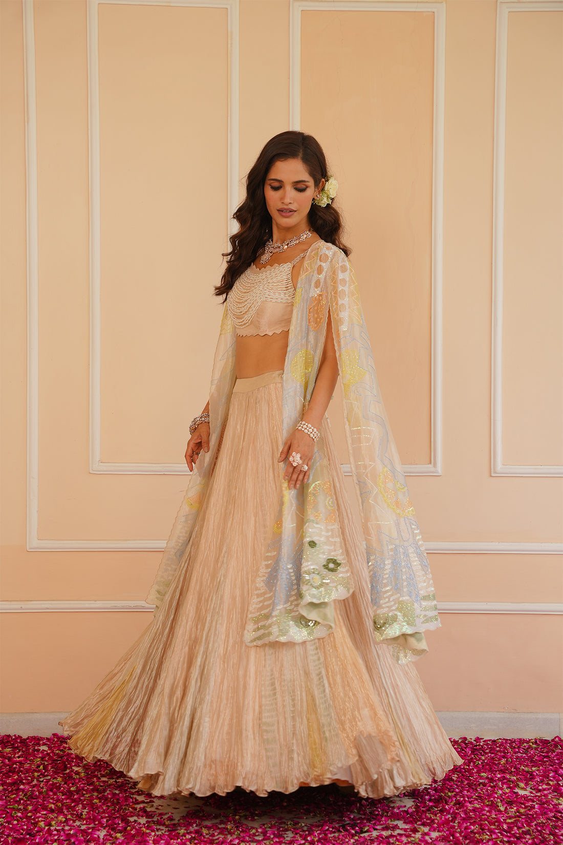 ARIA EMBROIDERED TISSUE LEHENGA