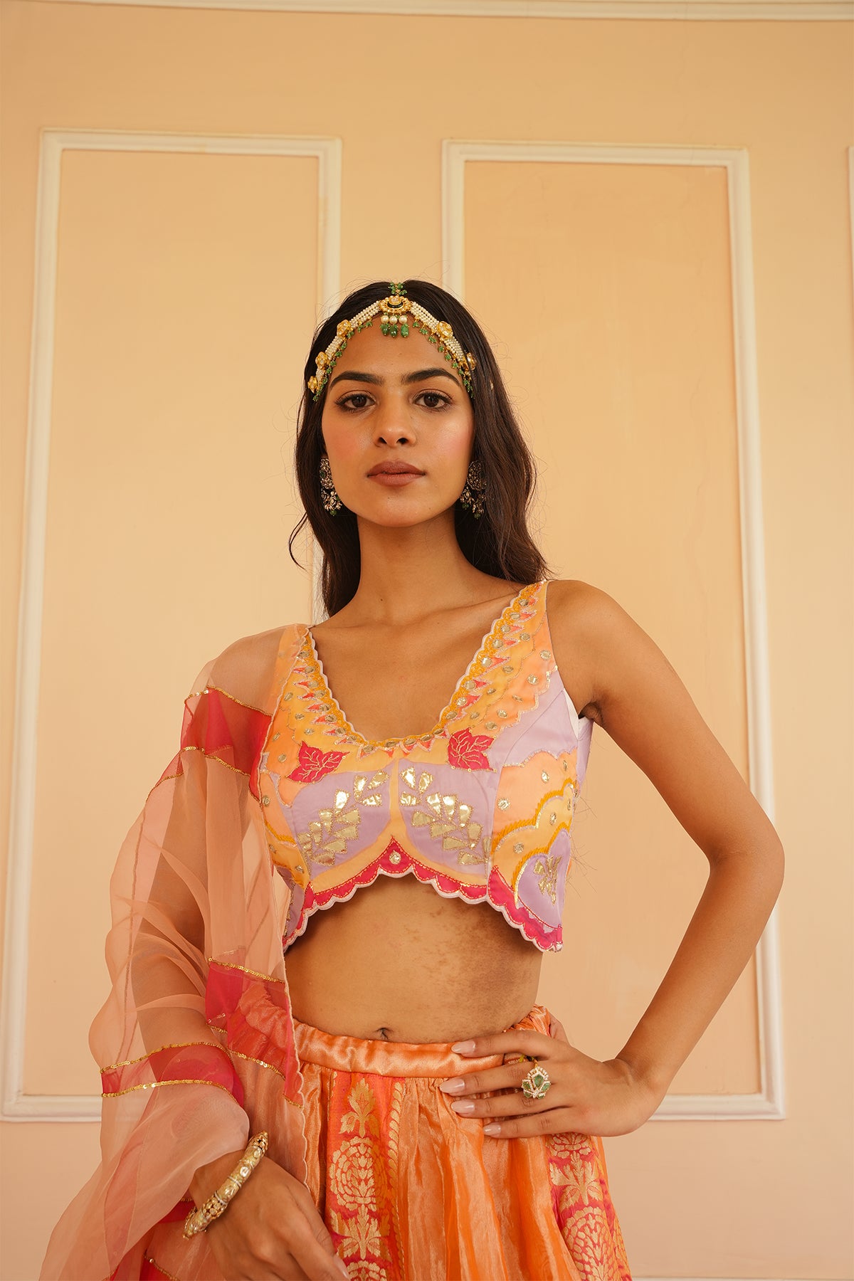 AISHA HANDPAINTED TISSUE LEHENGA