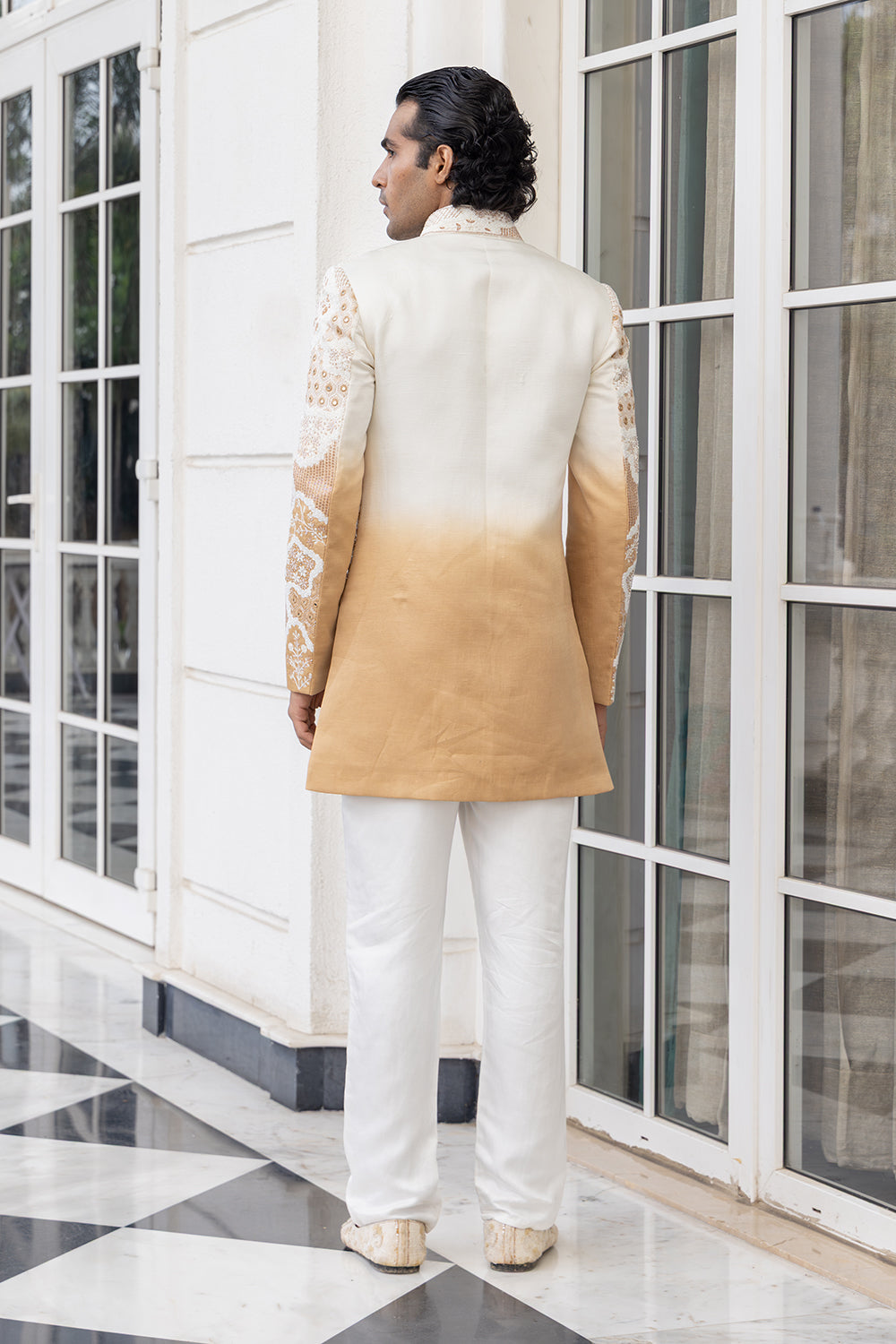Bran Ombre Bandhgala Embroidered Jacket