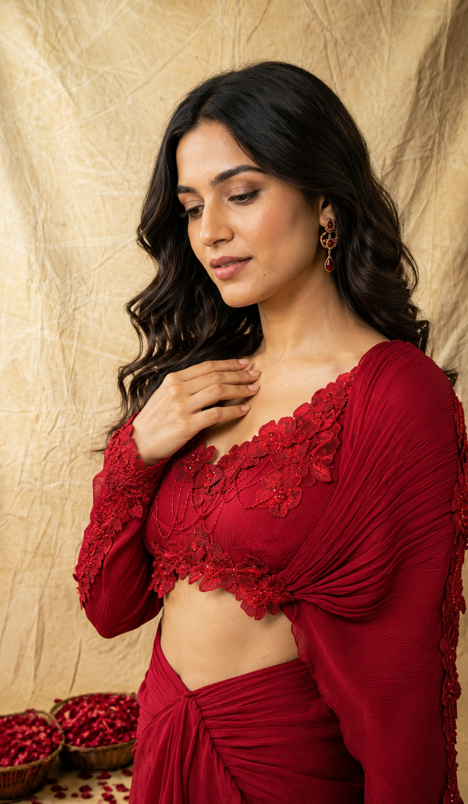 Red Saree Set