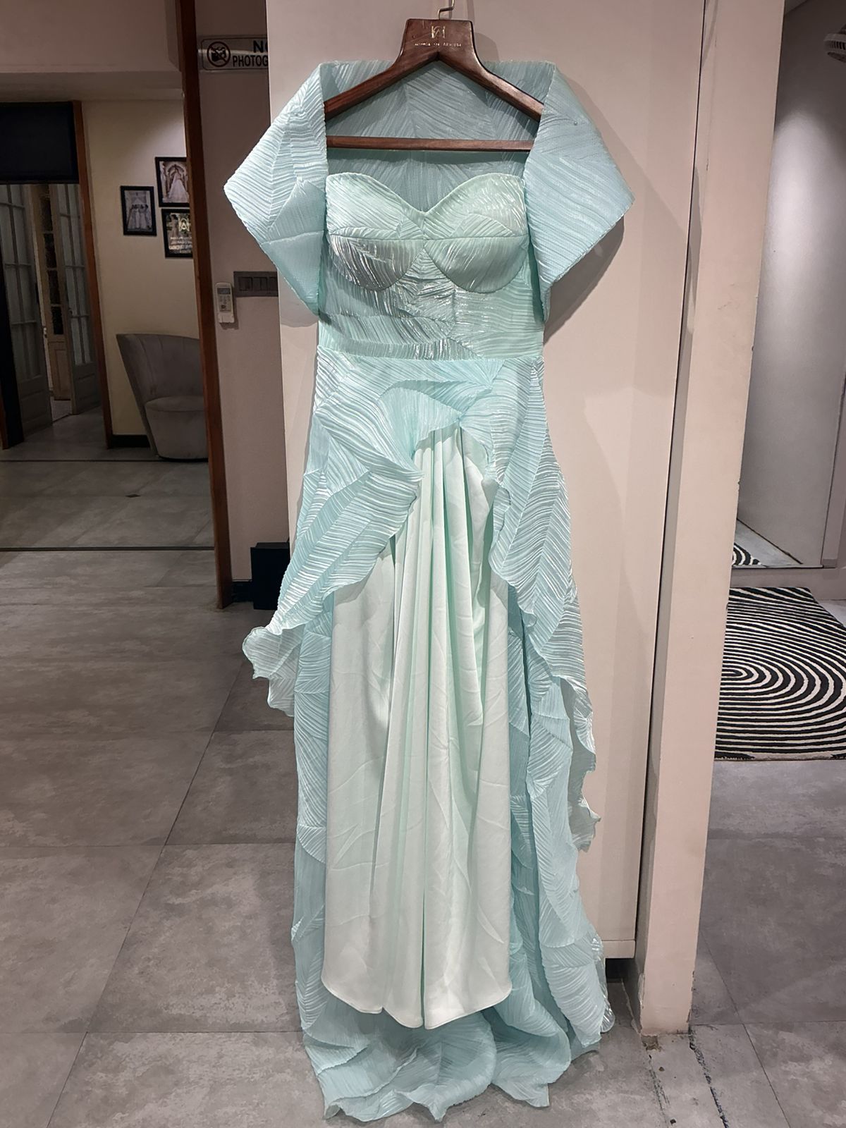 Ice Blue Indowestern Gown