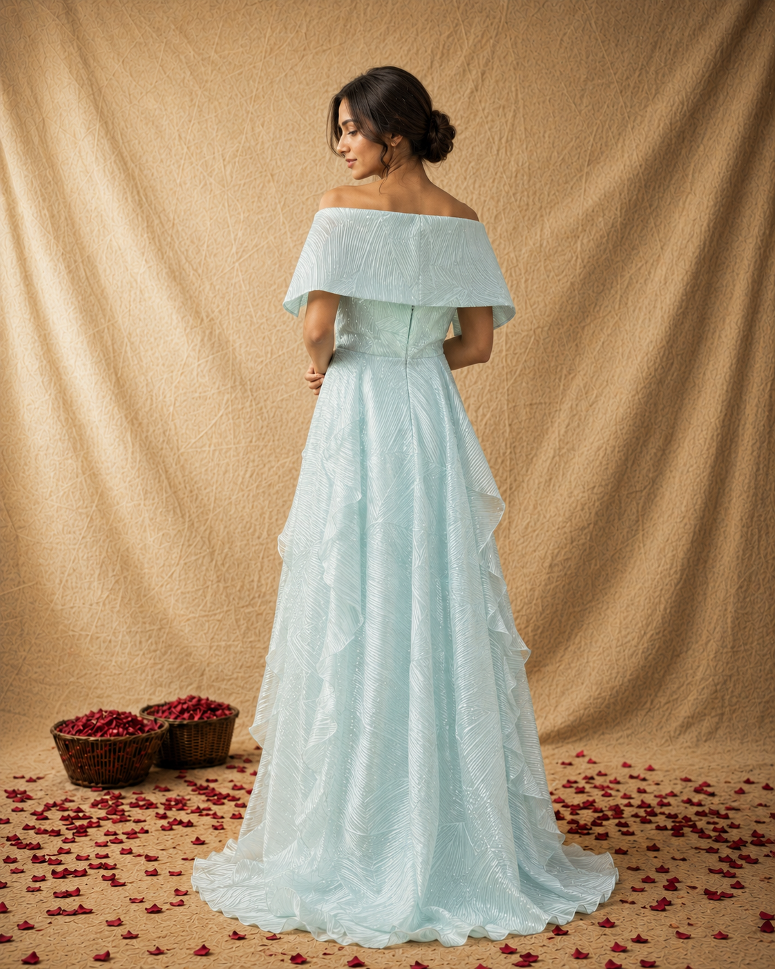 Ice Blue Indowestern Gown