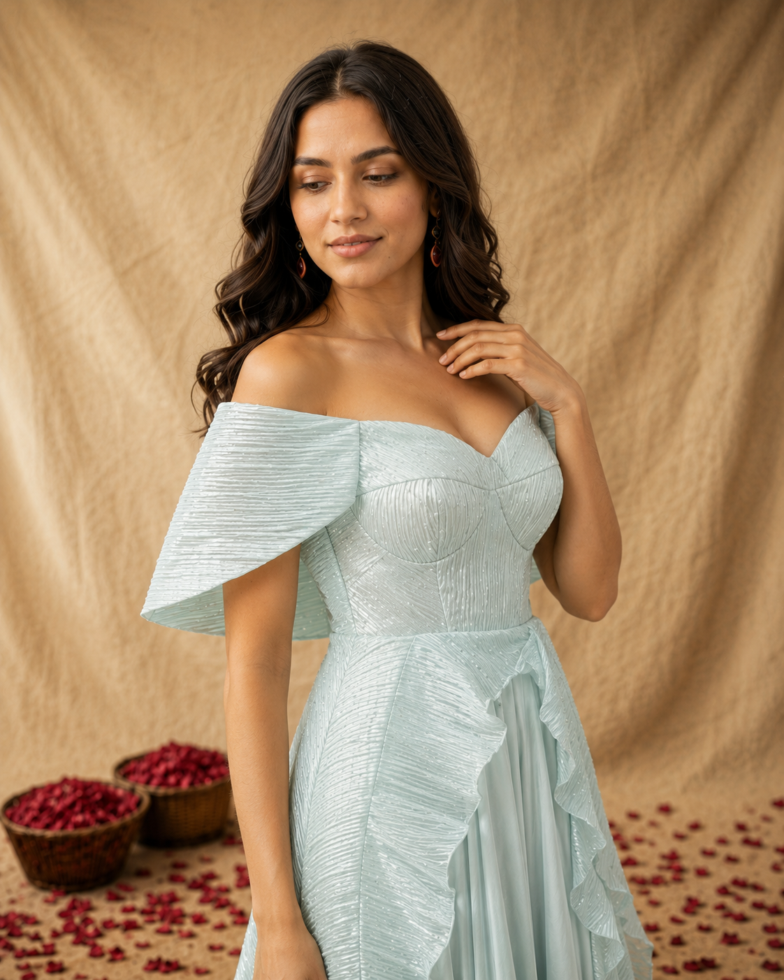 Ice Blue Indowestern Gown