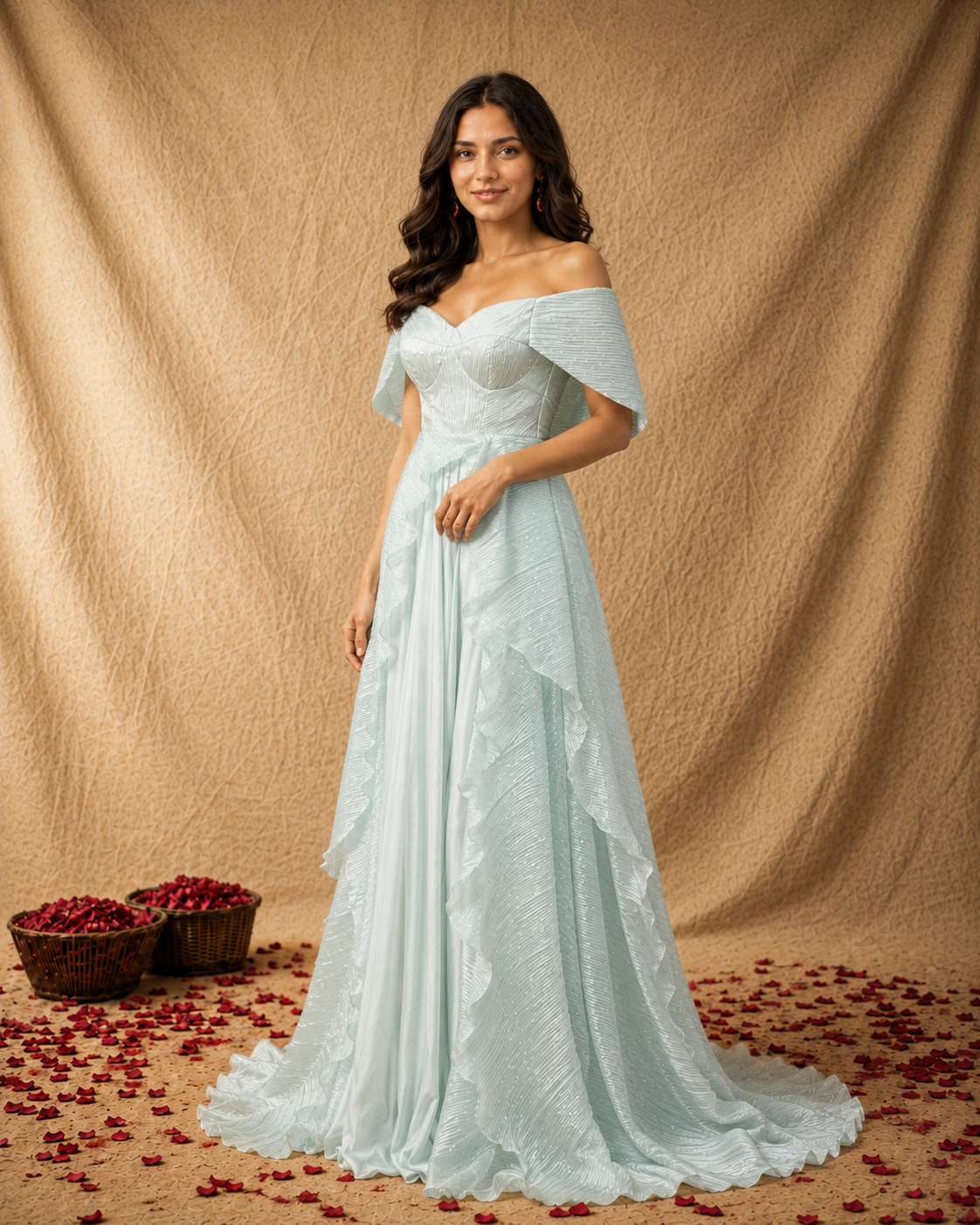 Ice Blue Indowestern Gown