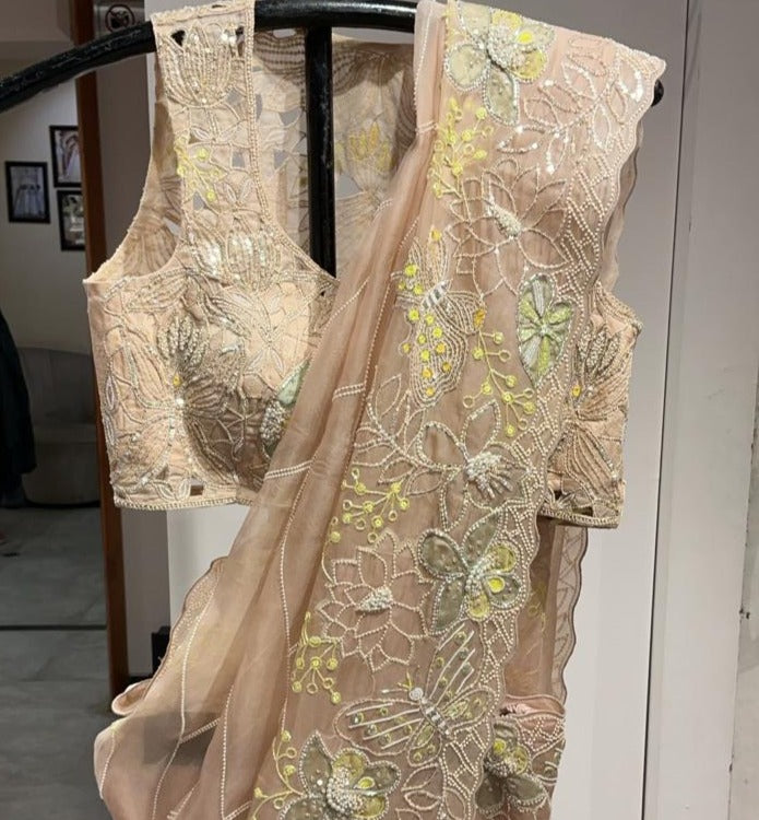 Nude Beige Saree Set
