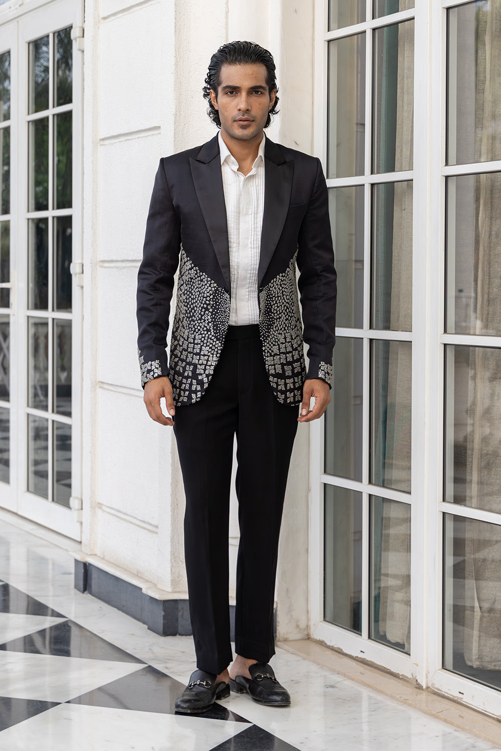 Zyric Black Suit with Embroidered Jacket and White Shirt