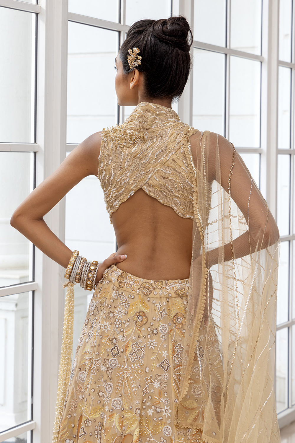 Terra Earthy All-Over Embellished Skirt with Beaded Blouse and Matching Dupatta