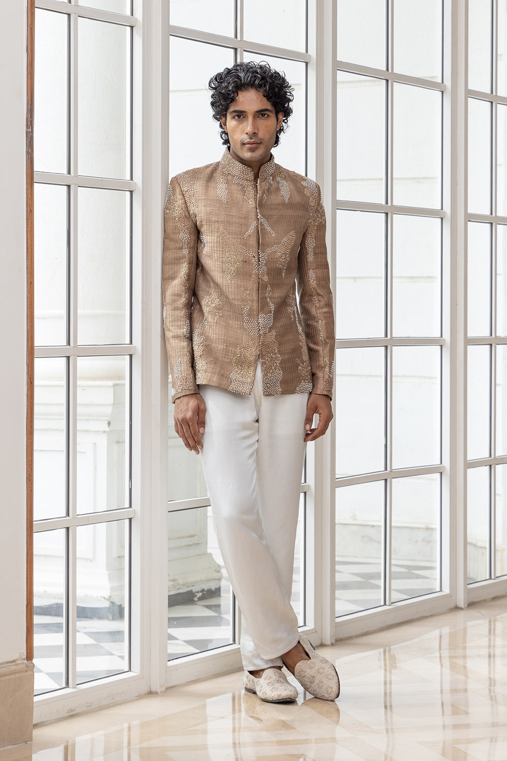 Aurelian Bronze Bandhgala Embroidered Jacket