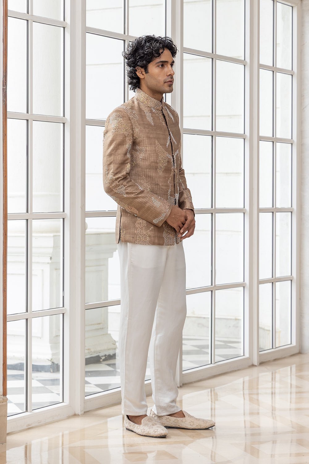 Aurelian Bronze Bandhgala Embroidered Jacket