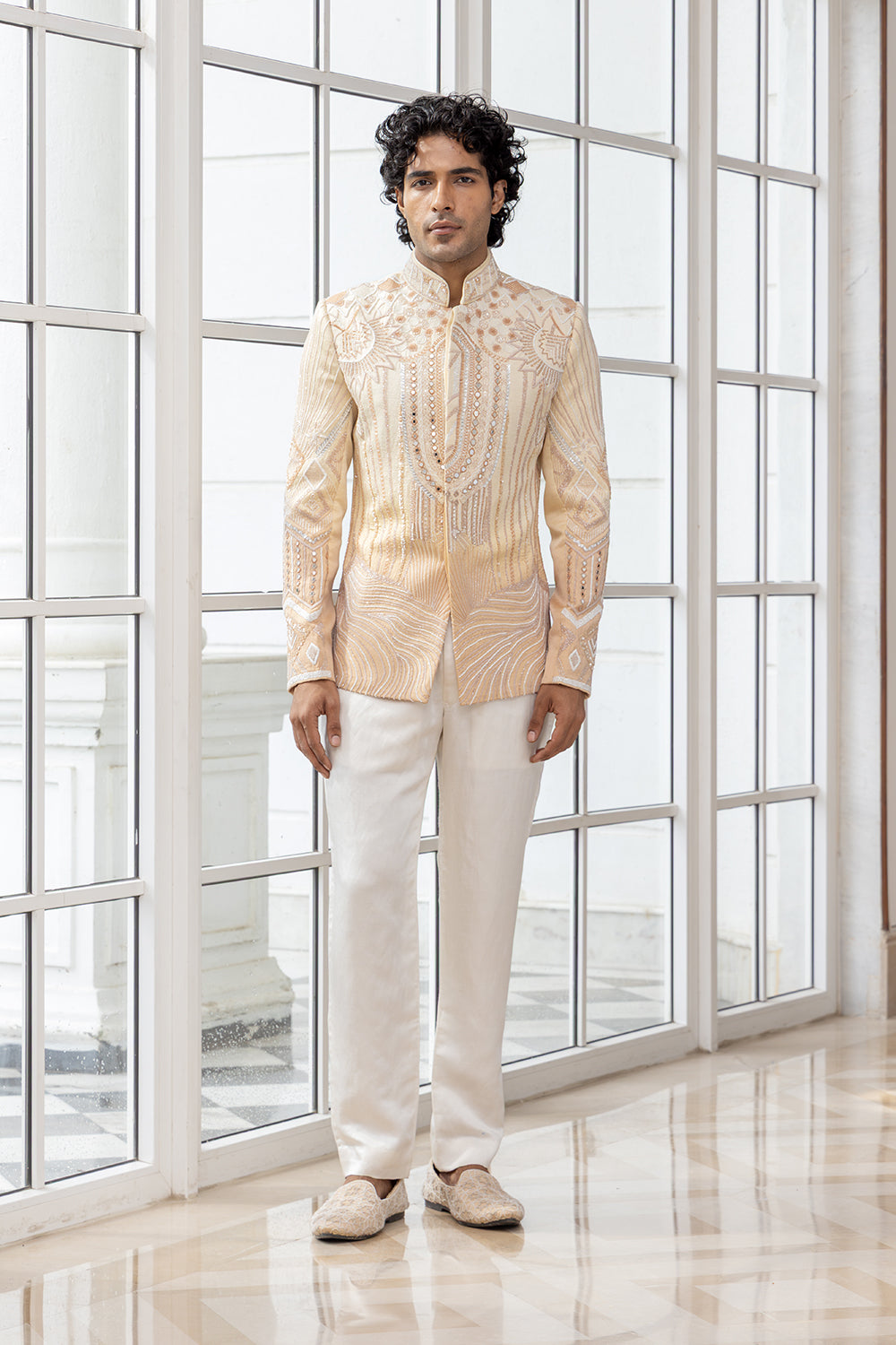 Alura Off-White All-Over Embroidered Jacket