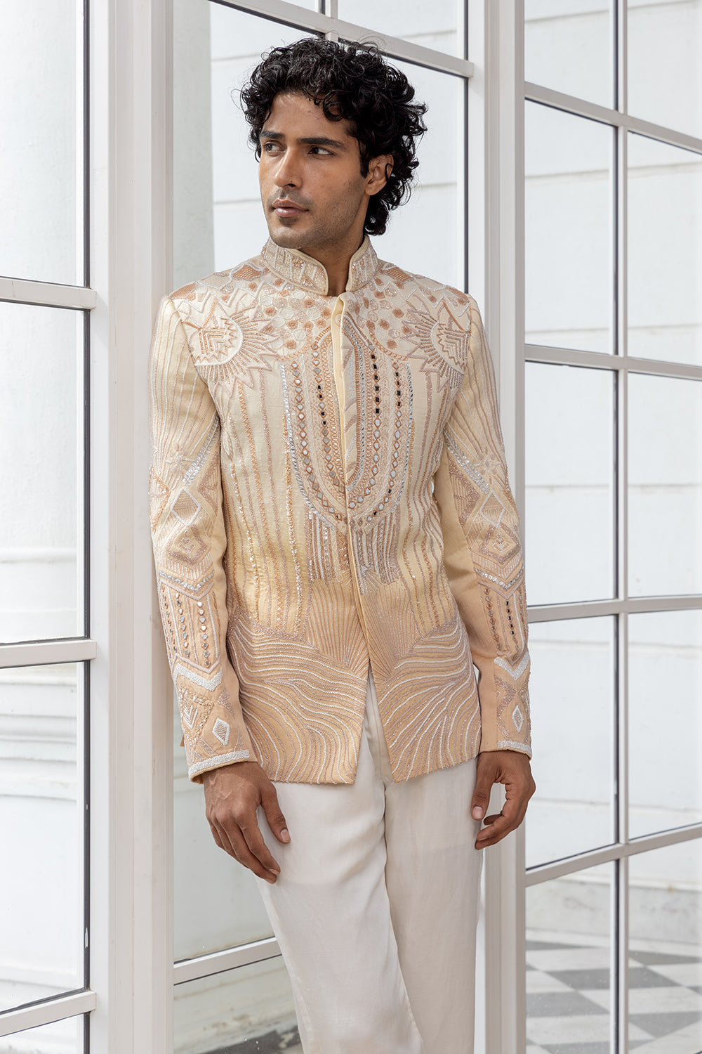 Alura Off-White All-Over Embroidered Jacket