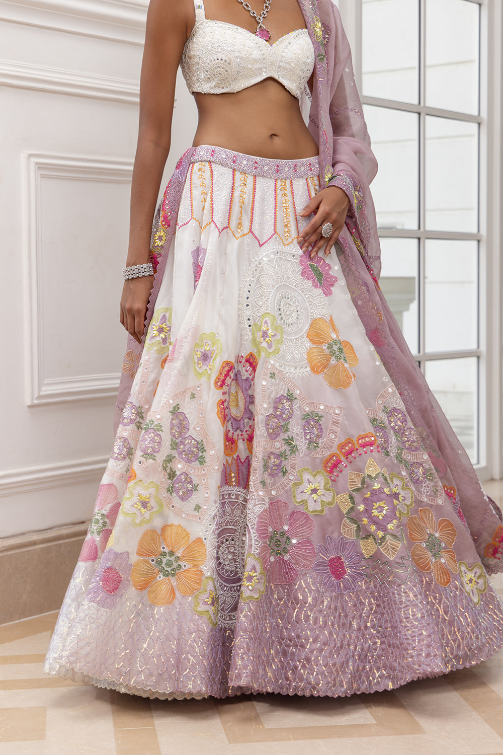 Aureya Embroidered Circular Mandala Lehenga with top blouse