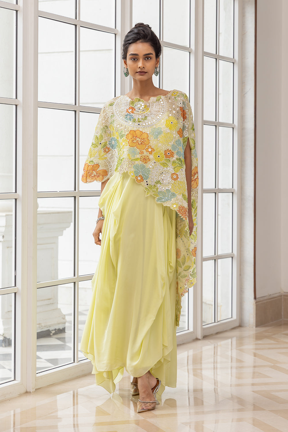 Indo-Western Cape Skirt Set