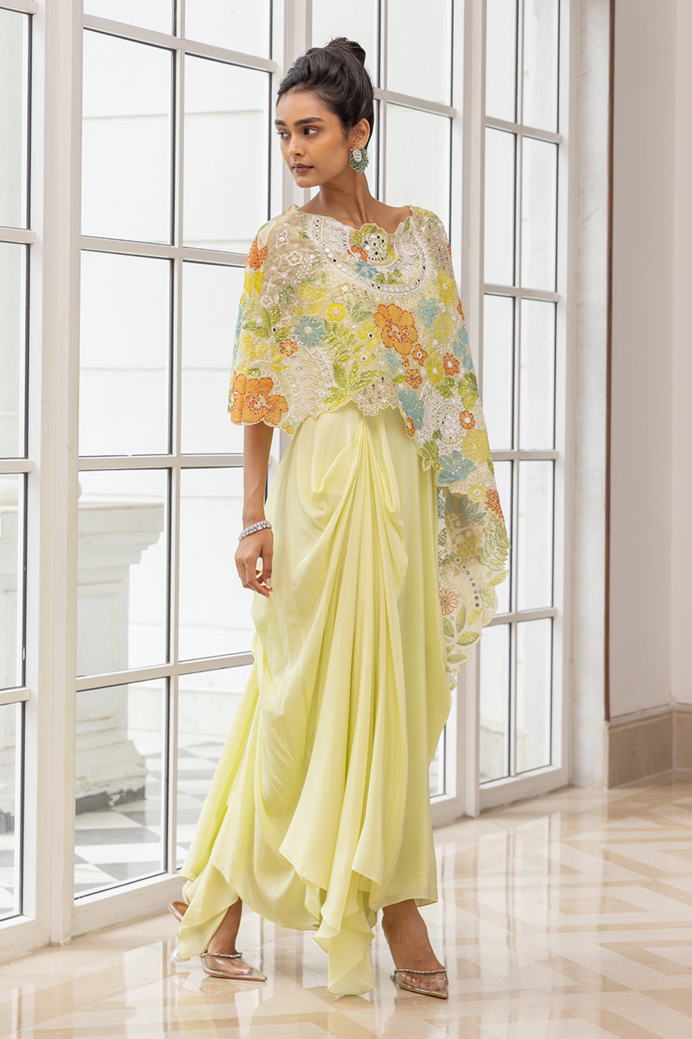 Indo-Western Cape Skirt Set