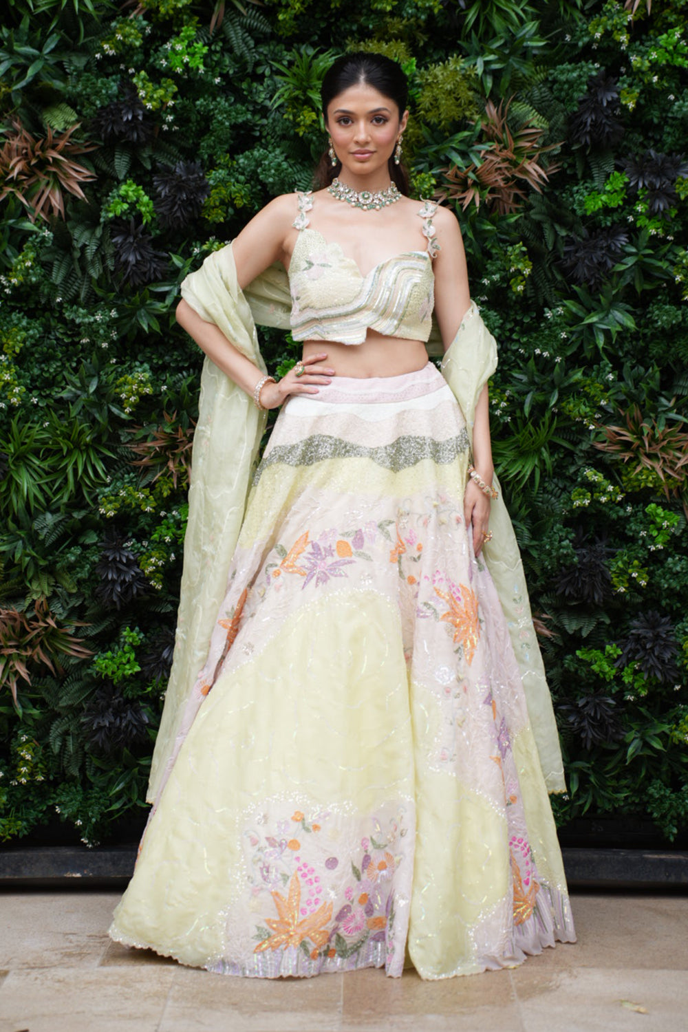 Mint Green Satin Organza Lehenga with Blouse and Dupatta