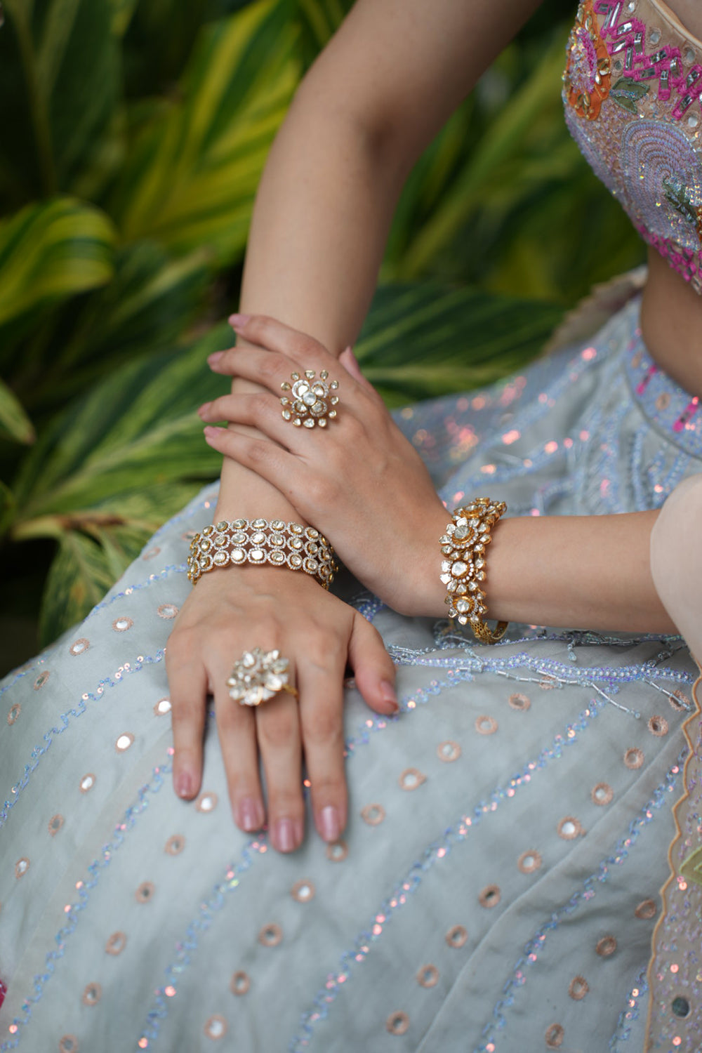 Sky Blue to Peach Satin Organza Lehenga with Blouse and Dupatta