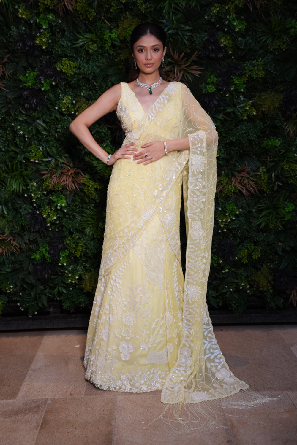 Summer Yellow Chiffon Saree with Blouse