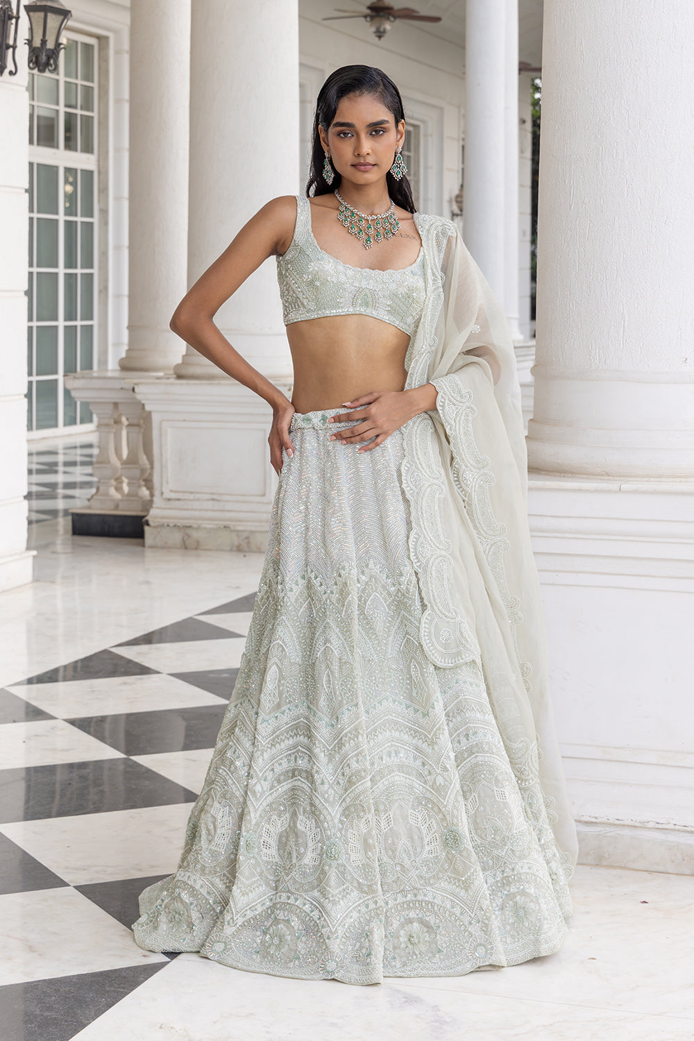 Averis All White Embroidered Lehenga Set