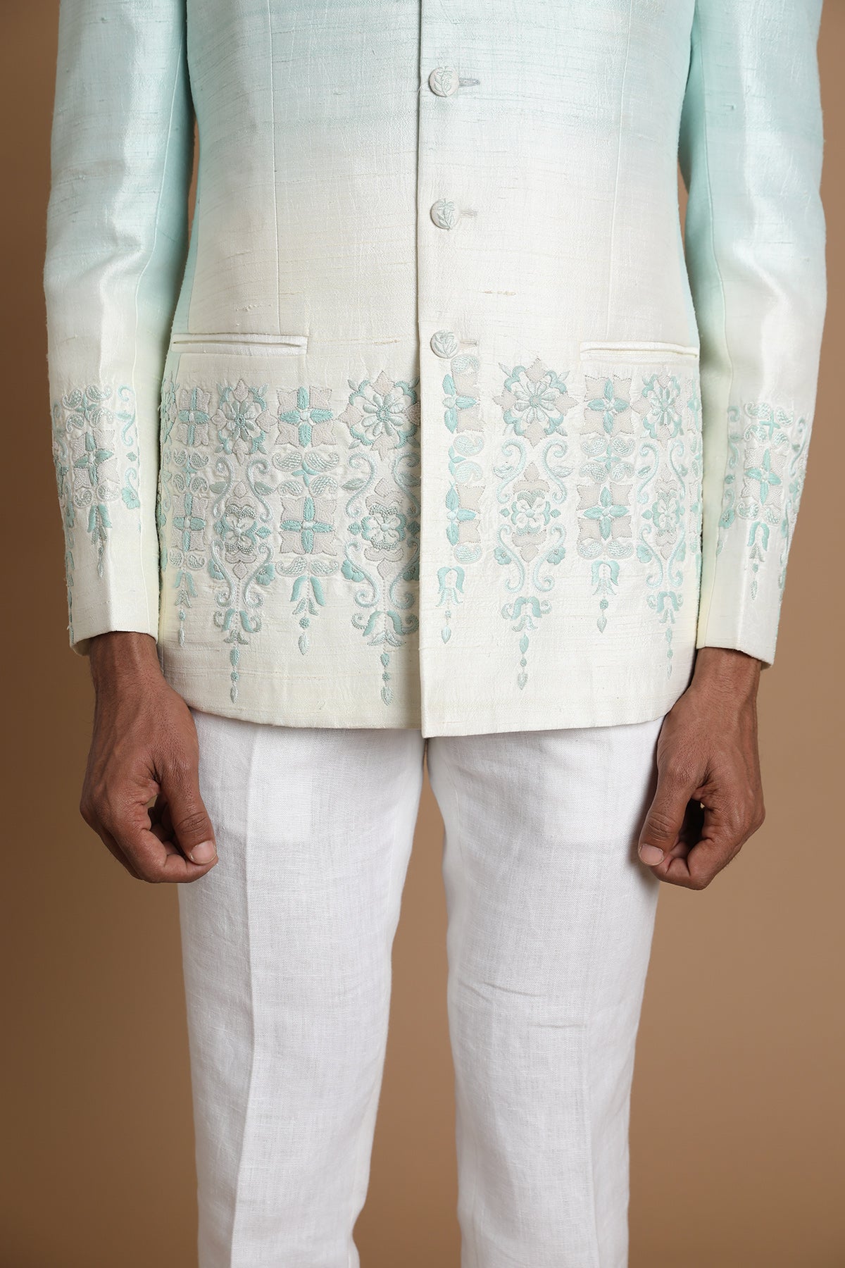 Ombre Silk Embroidered Jacket