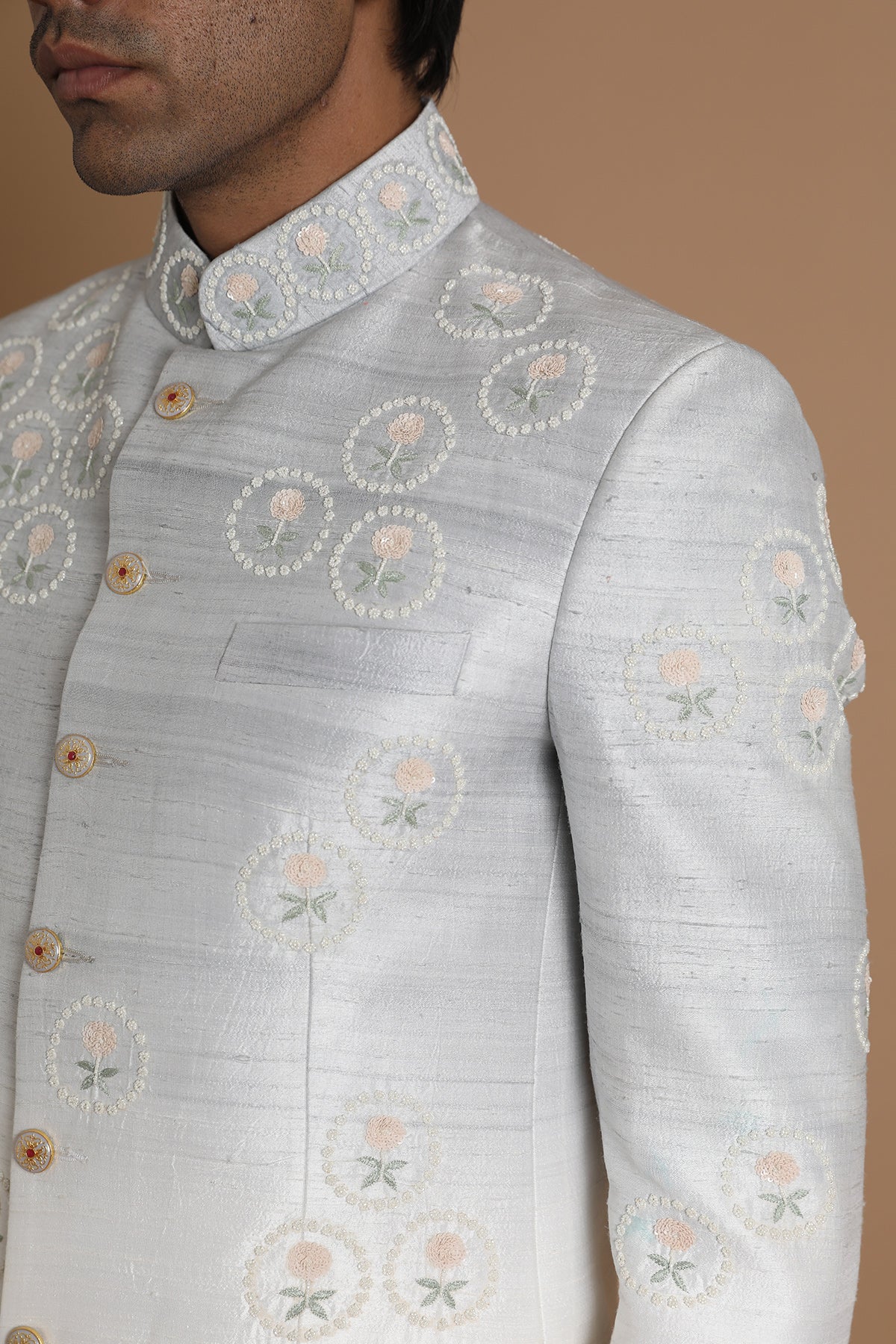 Silk Embroidered Bandgala