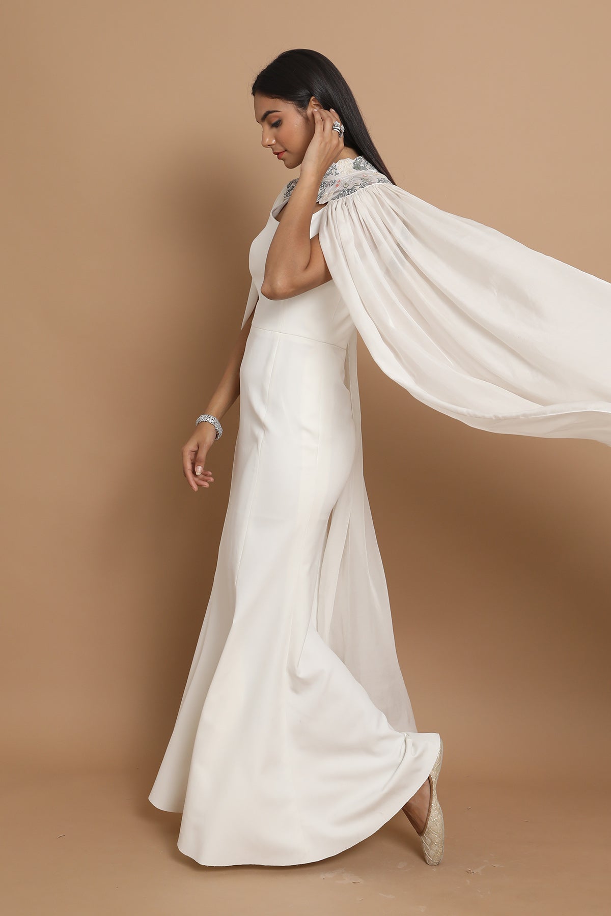 The Ivory Caped Gown