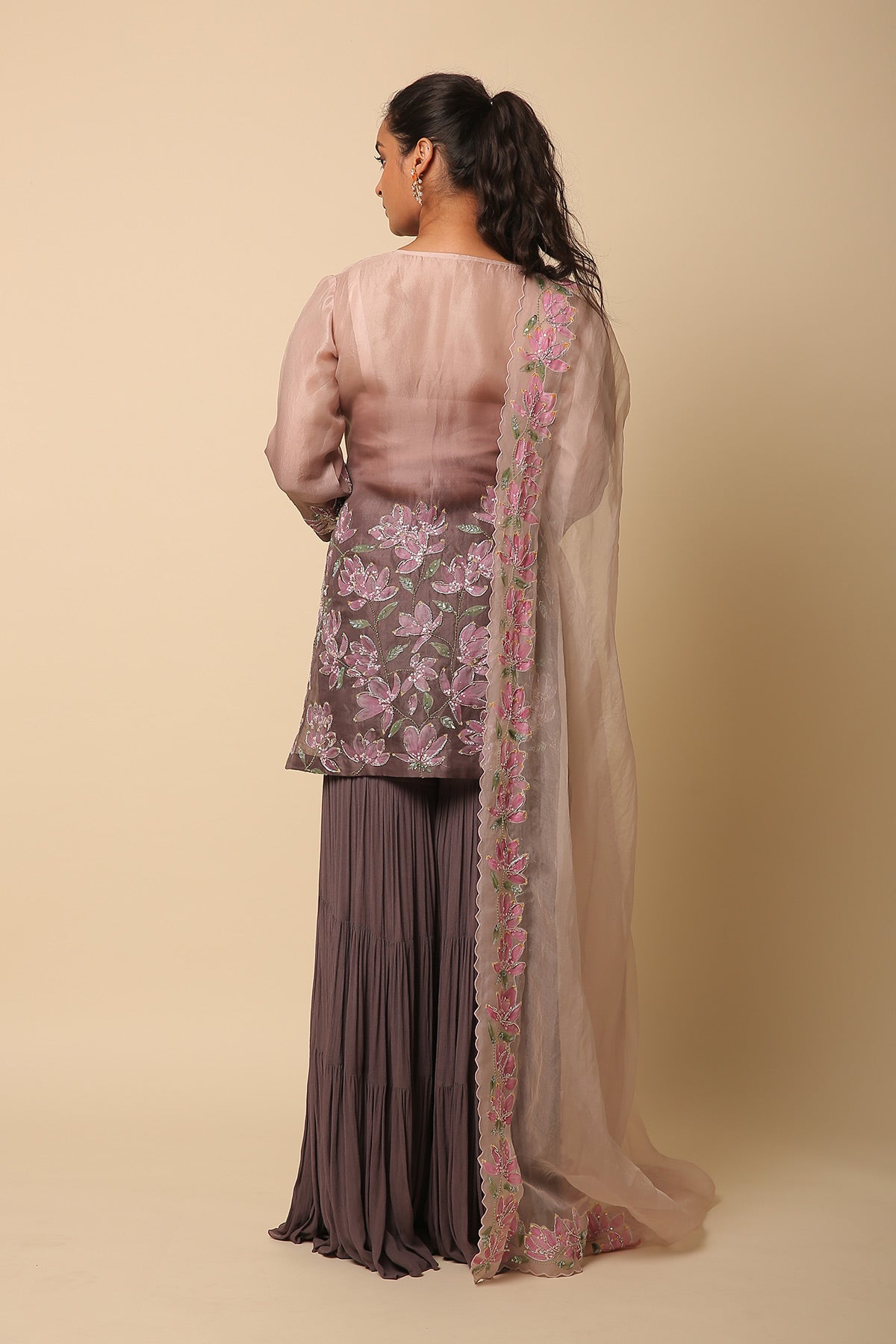 Ombre Dusty Brown Sharara Set