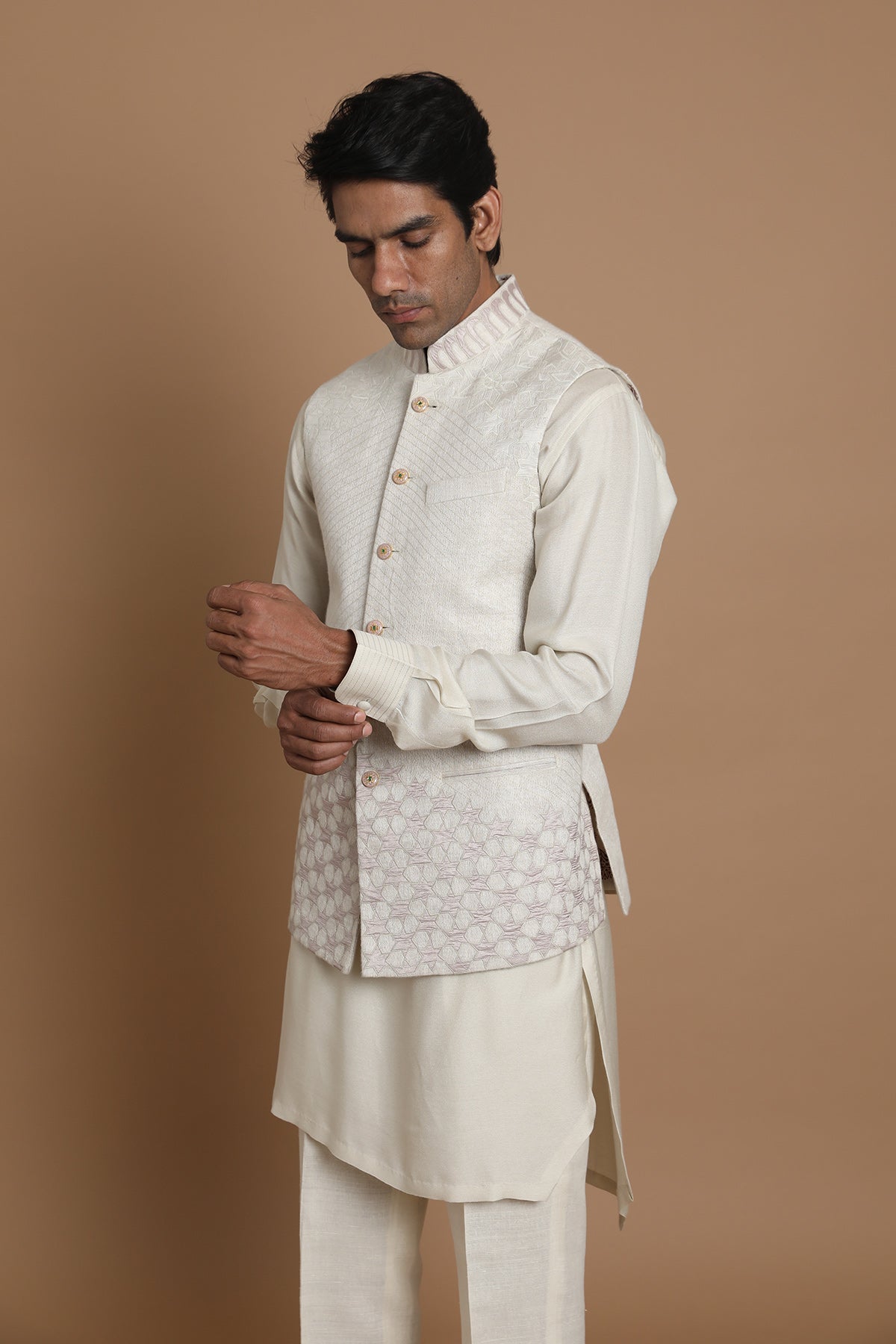 Applique Embrodired Bundi & Kurta Set