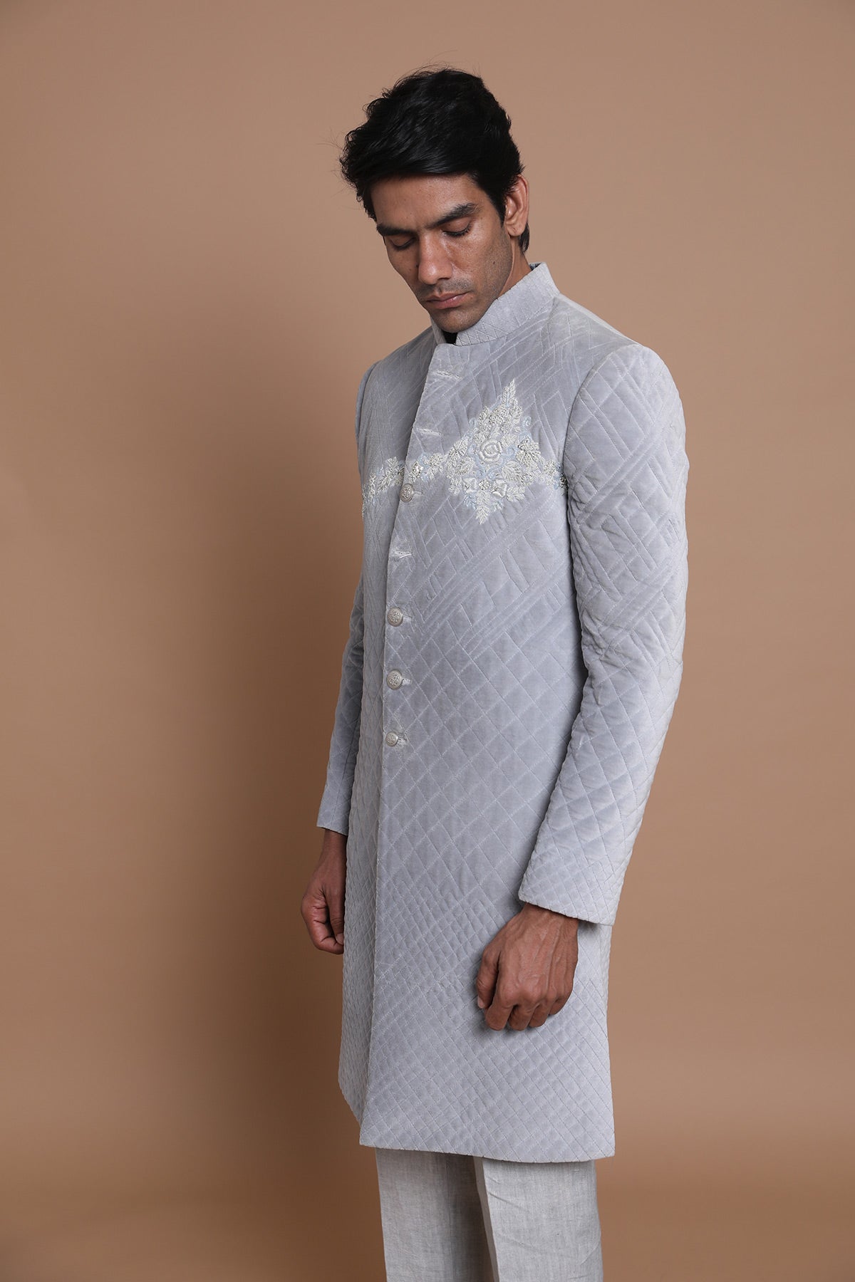 Velvet Quilted Sherwani Set