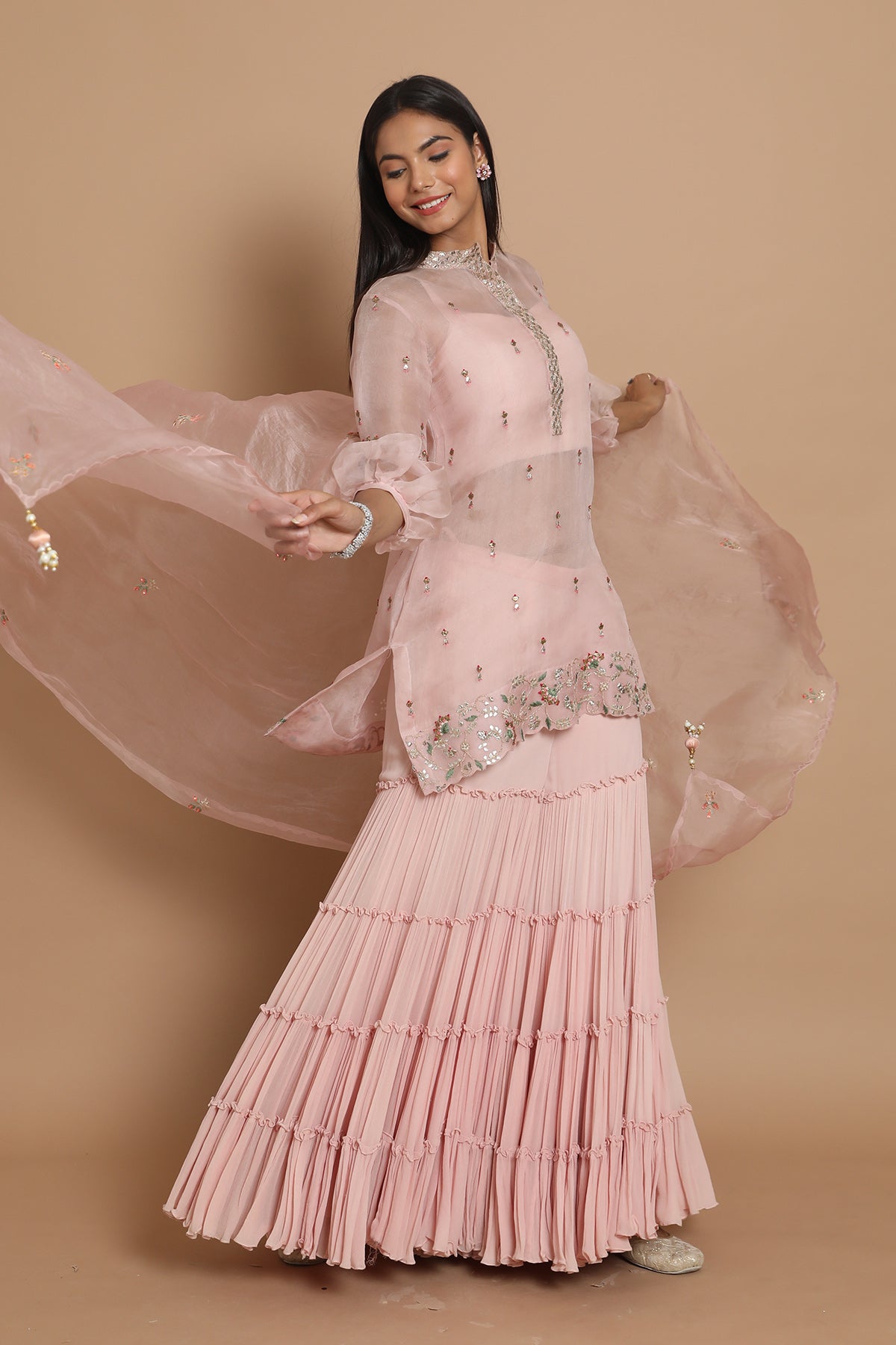 Three Layer Blush Pink Sahrara Set