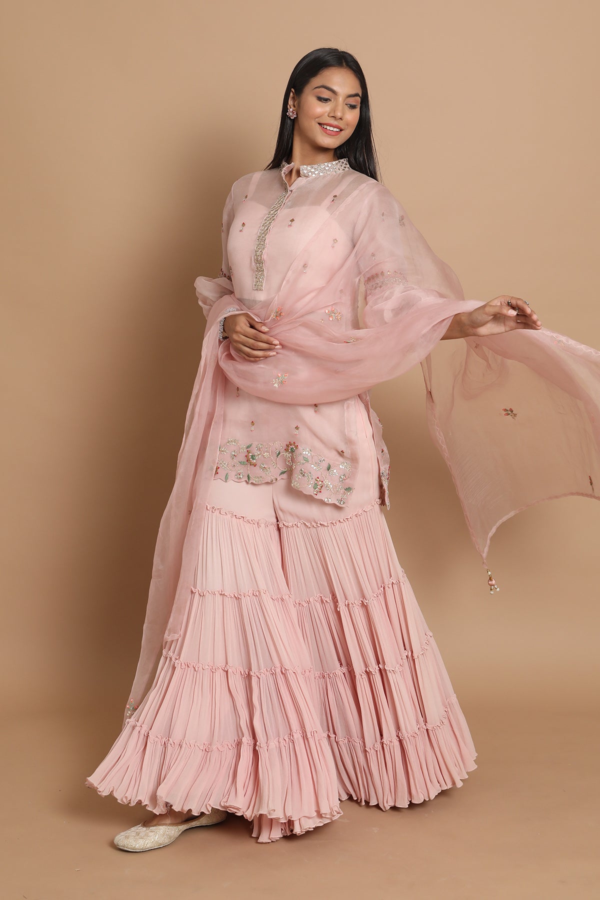 Three Layer Blush Pink Sahrara Set