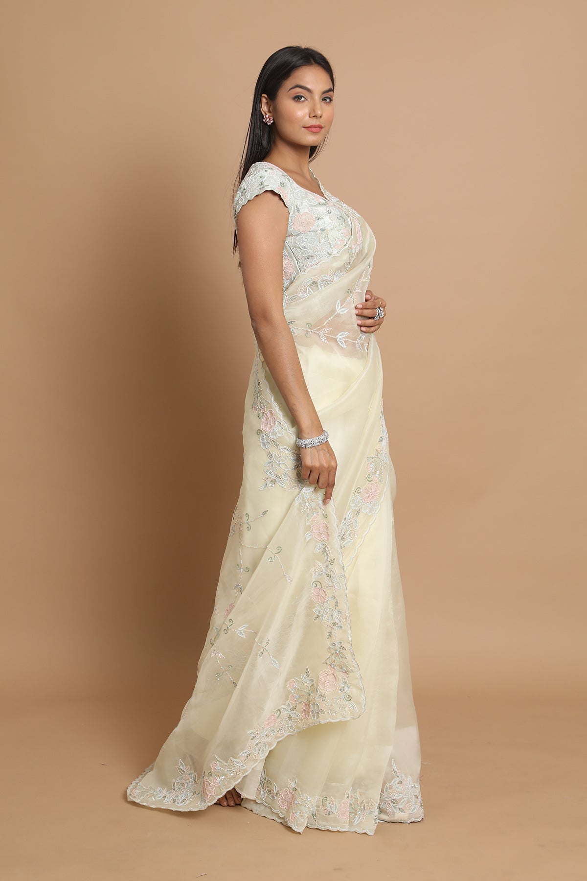 Lemon Organza Saree