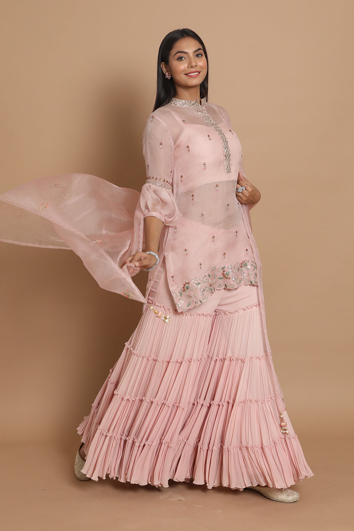 Three Layer Blush Pink Sahrara Set