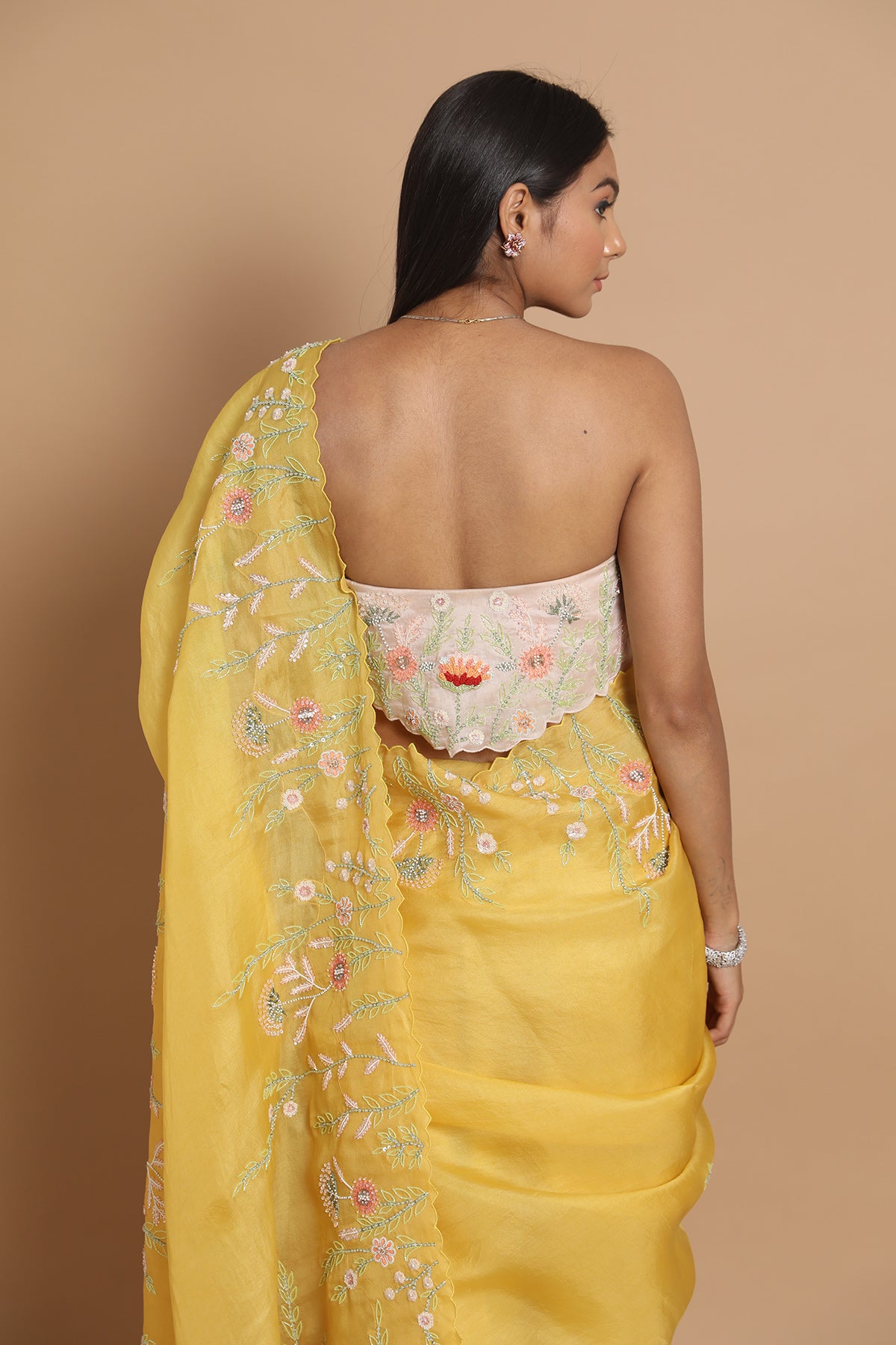 Yellow Heavy Border Saree