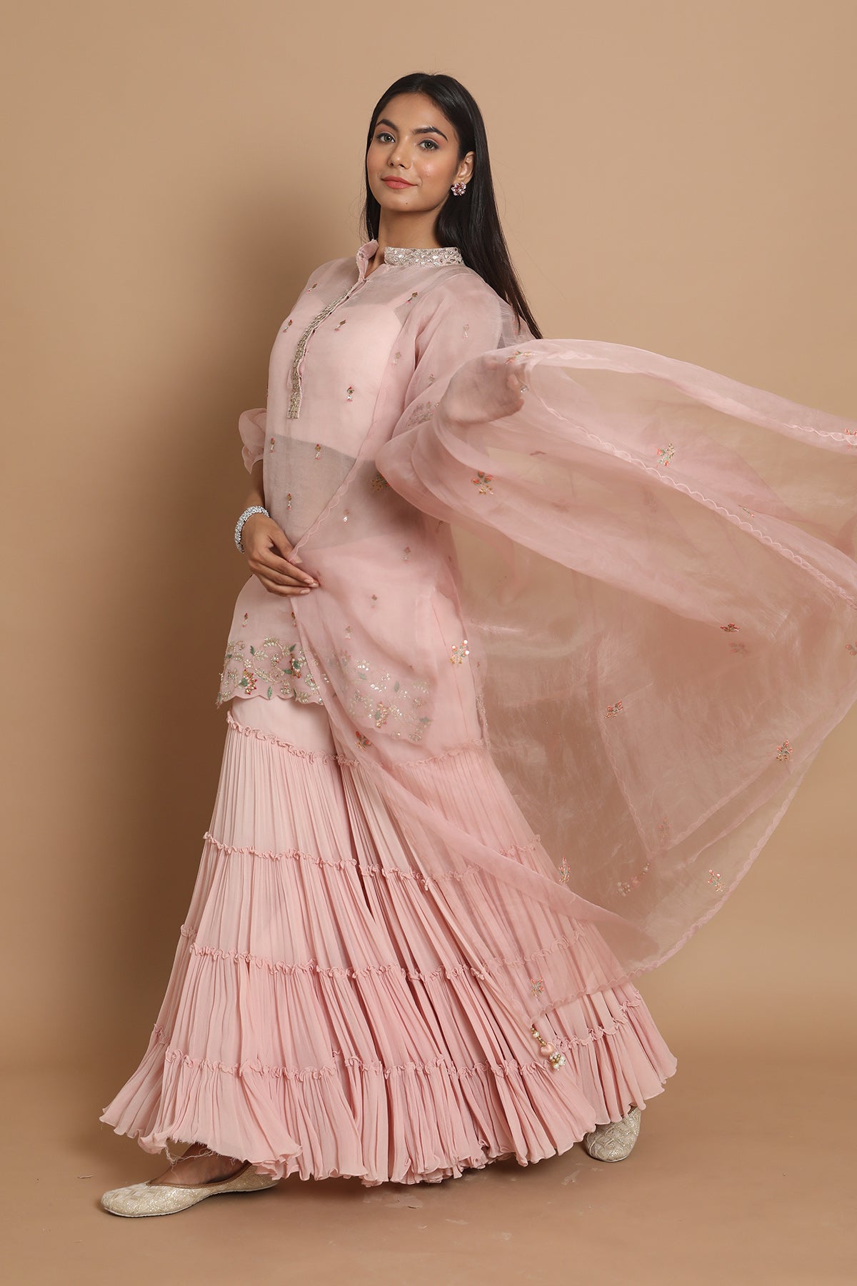 Three Layer Blush Pink Sahrara Set