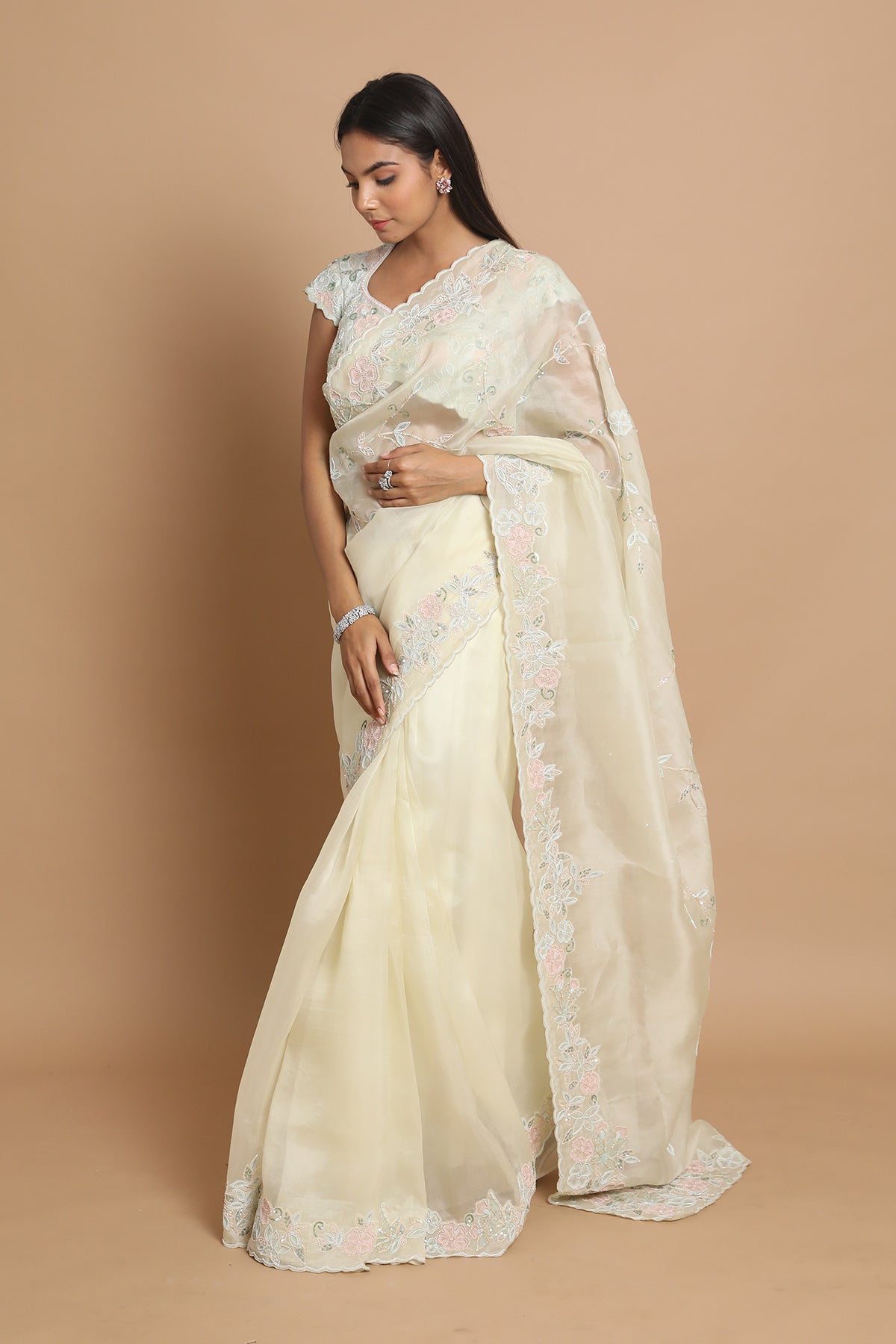 Lemon Organza Saree