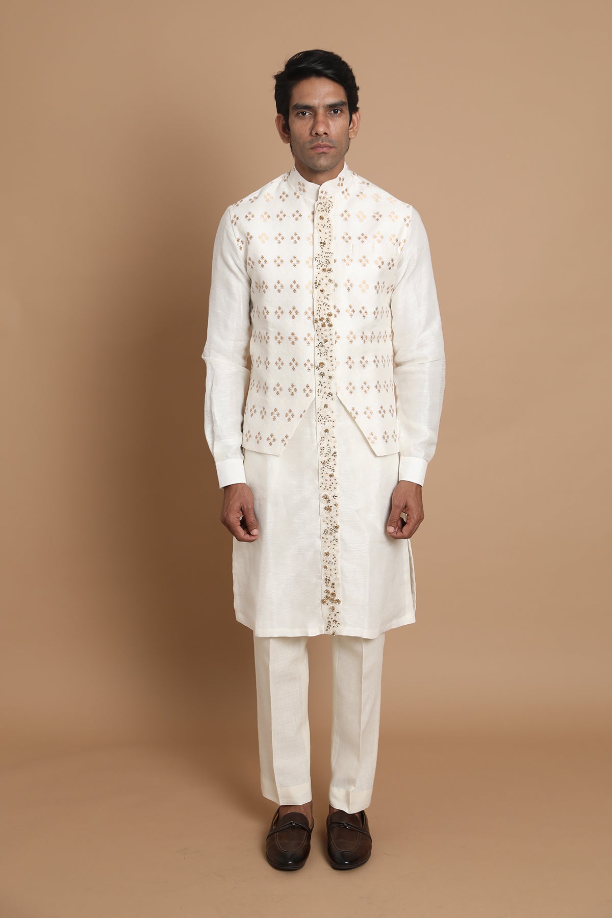 Banarasi Weave Silk Drape Kurta