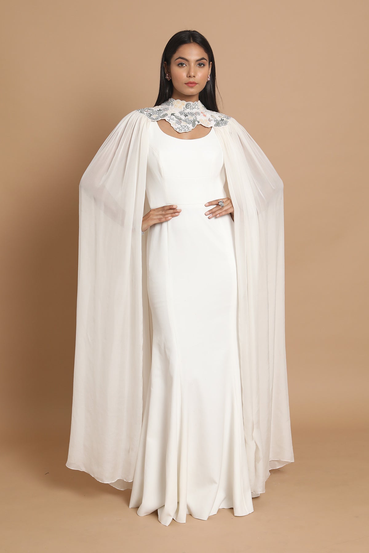 The Ivory Caped Gown